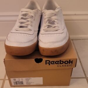 Reebok Classic White and Tan Sneakers